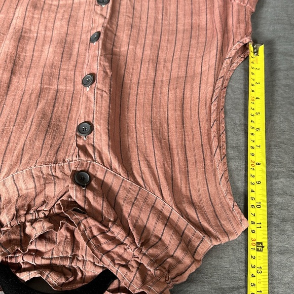 XL Lagenlook dress from a boutique in Seoul Korea. Dusty pink/tan w pinstripes - Picture 7 of 16